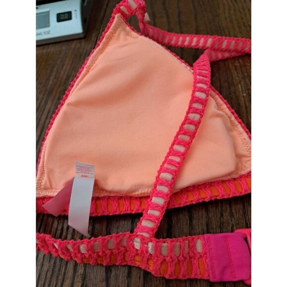 Large Victoria Secret Knit Ribbon Criss Cross Strap Push Up Bikini Swim Top - Picture 5 of 5